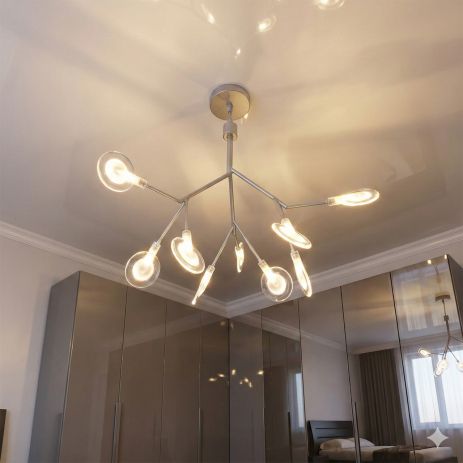 Люстра светлячок интерьерная Diasha цоколь G4 ламп 9 шт цвет Серебро 887-9C SL