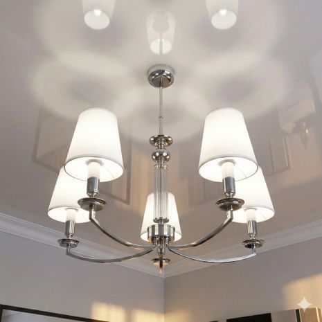 Люстра с абажуром в холл Diasha цоколь E14 ламп 5 шт цвет Хром 1017/5HR