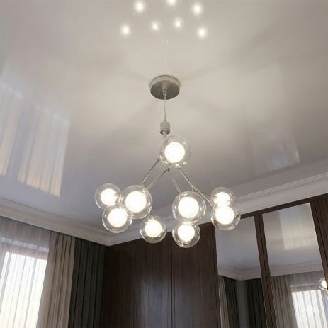 Люстра с маленькими плафонами в коридор Diasha цоколь G4 ламп 9 шт цвет Серебро 887-9B SL