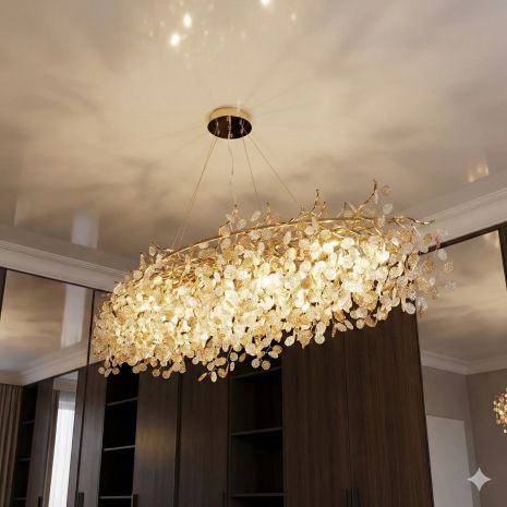 Подвесная люстра Diasha цоколь G9 ламп 14 шт цвет Золото 628/1500x750G