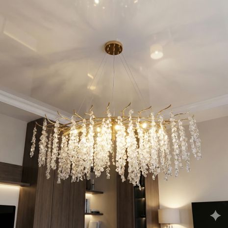 Люстра виноград в зал Diasha цоколь E14 ламп 12 шт цвет Золото 603-L1200GD