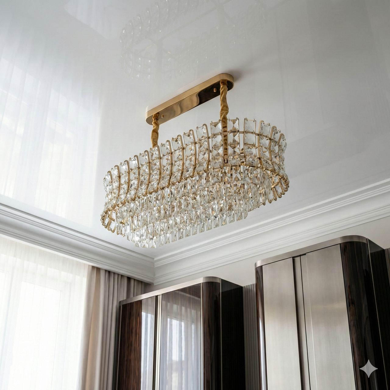 Хрустальный светильник потолочный овал Diasha цоколь E14 ламп 8 шт цвет Золото 8017/800x300SGD Хрустальный светильник потолочный овал Diasha цоколь E14 ламп 8 шт цвет Золото 8017/800x300SGD