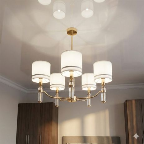 Люстра с абажуром в спальню Diasha цоколь E14 ламп 5 шт цвет Золотистый 1011/5G