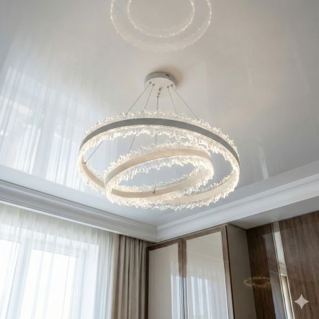 Люстра с фактурным акрилом кольца подвесная Diasha 140W до 20 м² цвет Белый D8751-600+400WH