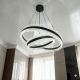 Люстра висячая кольца прозрачный акрил Diasha 140W до 20 м² цвет Черный D8751-600+400BK