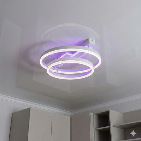 Светодиодная люстра с кругами Diasha 80W до 18 м² цвет Белый 2541WH LED 3color dimmer