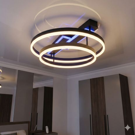 Люстра з колами у зал Diasha 80W до 18 м² колір Чорний 2541BK LED 3color dimmer