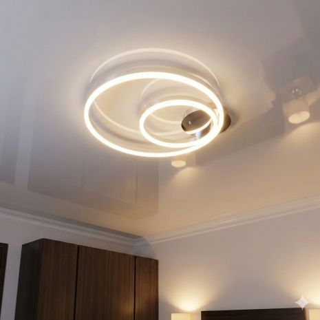 Люстра в гостиную с кругами Diasha 58W до 12 м² цвет Хром 2538HR dimmer