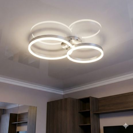 Льодяна люстра з кільцями Diasha 50W до 12 м² колір Хром 2539NEW HR dimmer