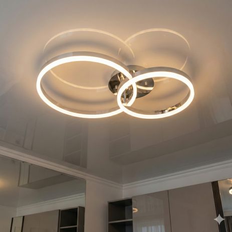 Люстра с кругами современная Diasha 50W до 12 м² цвет Хром 2539HR dimmer