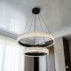 Лед люстра кольца фактурный акрил Diasha 140W до 20 м² цвет Черный D8748-600+400BK
