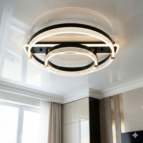 Люстра с кольцами в холл Diasha 75W до 18 м² цвет Черный 5248/500+300BK