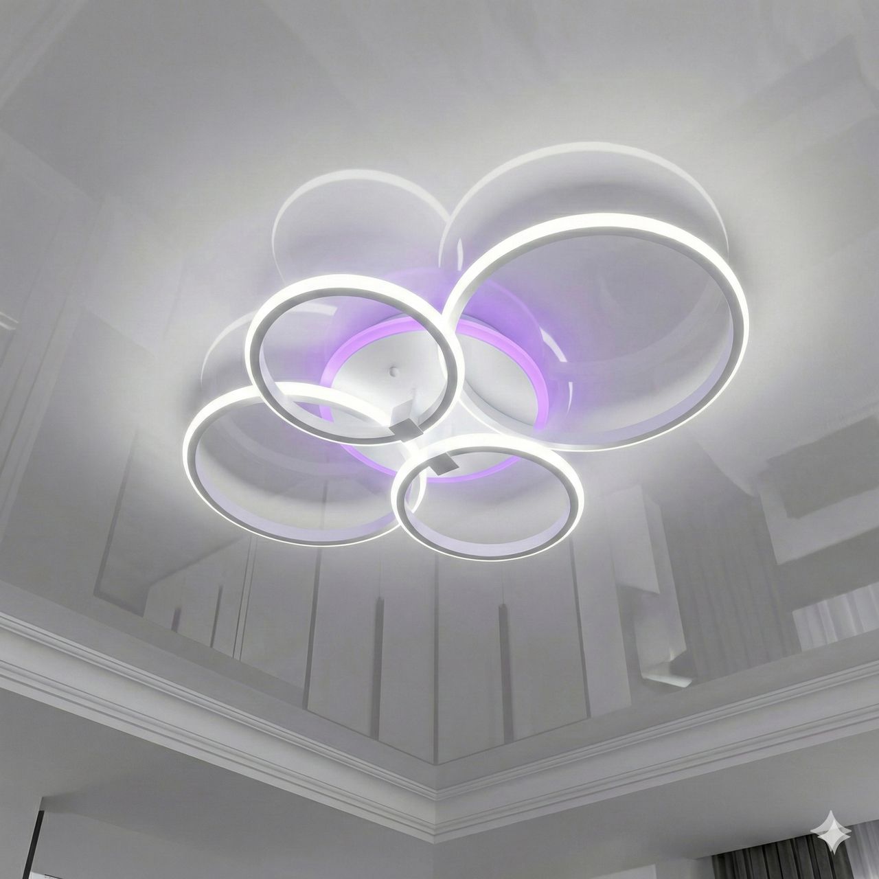 Люстра с кругами для спальни Diasha 80W до 18 м² цвет Белый 2526/4WH 3col dim Люстра с кругами для спальни Diasha 80W до 18 м² цвет Белый 2526/4WH 3col dim