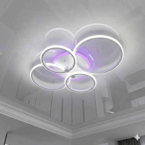 Люстра с кругами для спальни Diasha 80W до 18 м² цвет Белый 2526/4WH 3col dim