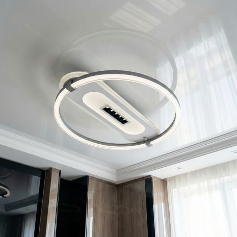 Люстра сучасна з кільцями в коридор Diasha 88W до 18 м2 колір Білий + Сірий 5140/500GR