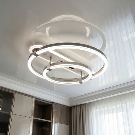 Світлодіодна люстра з акрилом для вітальні Diasha 88W до 18 м² колір Білий + Сірий 5141/500+300GR