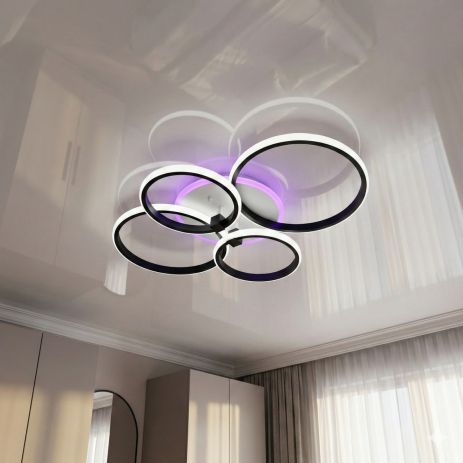 Люстра с кругами интерьерная Diasha 80W до 18 м² цвет Черный 2526/4BK 3col dim