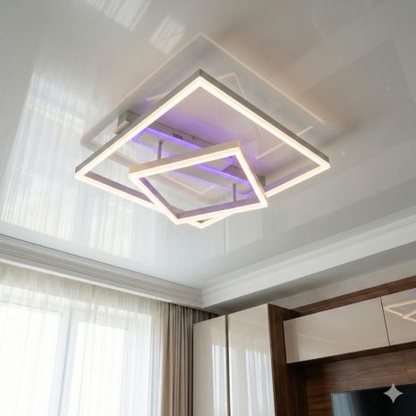 Современная люстра геометрия Diasha 85W до 18 м² цвет Белый 2548WH LED 3color dimmer