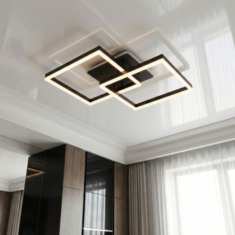 Люстра геометрия современная Diasha 64W до 16 м² цвет Черный 2546BK LED 3color dimmer