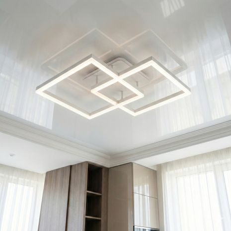 Люстра геометрия в спальню Diasha 64W до 16 м² цвет Белый 2546WH LED 3color dimmer