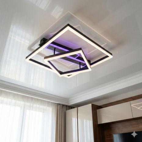 Люстра геометрия в зал Diasha 85W до 18 м² цвет Черный 2548BK LED 3color dimmer