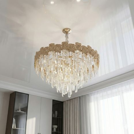 Розкішна люстра в зал, діаметр 80 см Diasha цоколь E14 ламп 18 шт колір Золото D888-800G