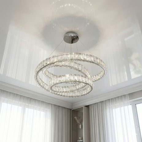 Світлодіодна люстра спіраль Diasha 92W до 20 м² колір Хром D8879/500CH