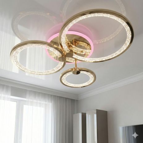 Люстра потолочная светодиодная Diasha 70W до 16 м² цвет Золото 8180/3G LED 3color dimmer