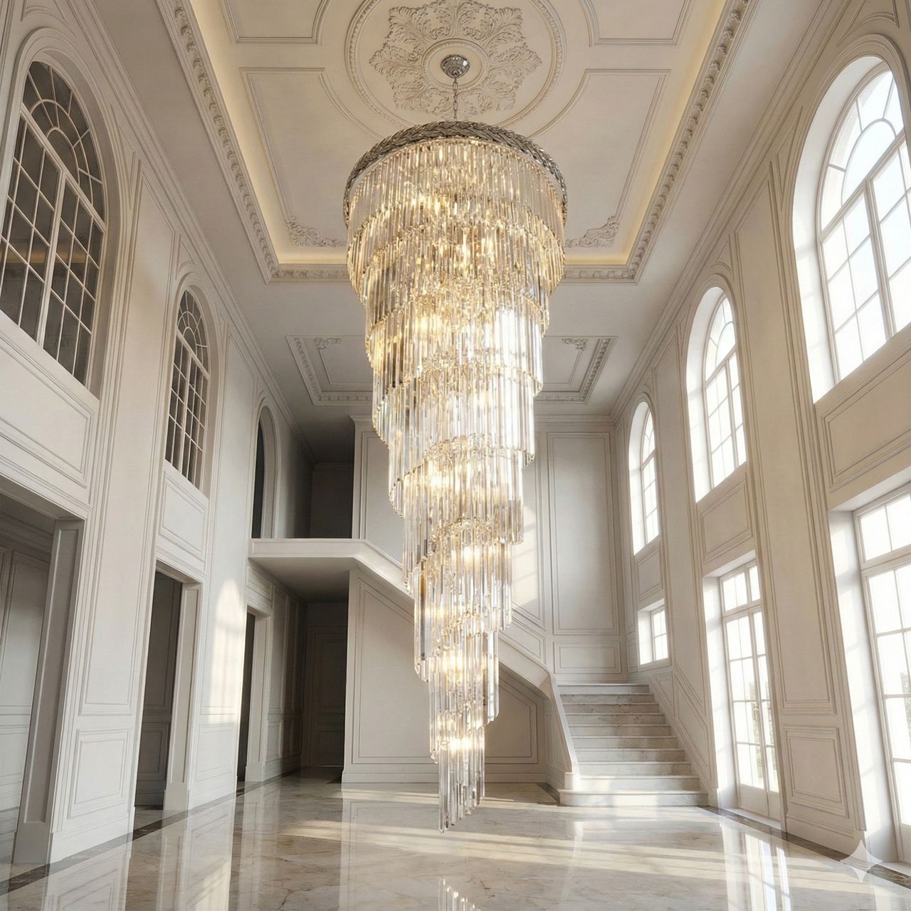 Каскадная люстра для лесничного марша Diasha цоколь E14 ламп 54 шт цвет Хром 82206/1000xH3500HR Каскадная люстра для лесничного марша Diasha цоколь E14 ламп 54 шт цвет Хром 82206/1000xH3500HR