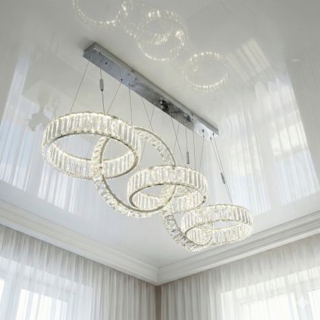 Люстра вытянутая с кольцами Led Diasha 195W до 30 м² цвет Хром 523/400x5CH
