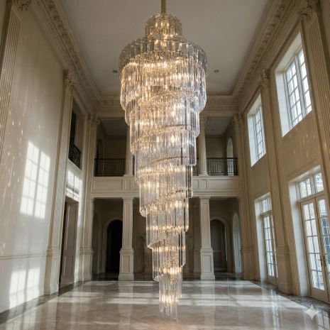 Каскадная люстра для лесничного марша Diasha цоколь E14 ламп 55 шт цвет Хром 82205/1000xH3500HR