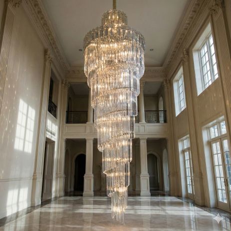 Каскадная люстра для лесничного марша Diasha цоколь E14 ламп 55 шт цвет Хром 82205/1000xH3500HR