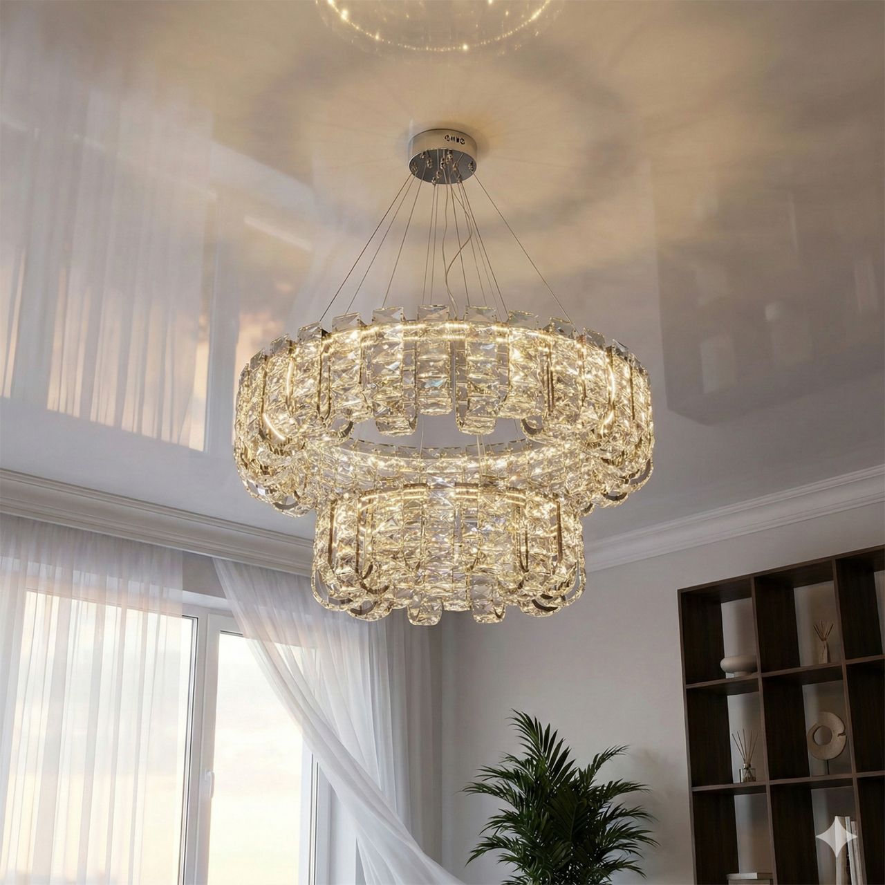 Lеd люстра с хрусталем подвесная Diasha 138W до 20 м² цвет Хром 559/800+500CH Lеd люстра с хрусталем подвесная Diasha 138W до 20 м² цвет Хром 559/800+500CH