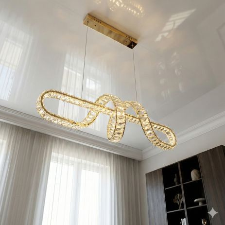 Светодиодная люстра с хрусталем Diasha 84W до 18 м² цвет Золотистый D8927/800G