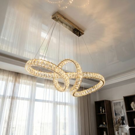 Люстра подвесная хрустальная Diasha 85W до 18 м² цвет Золотистый D8861/800x300G