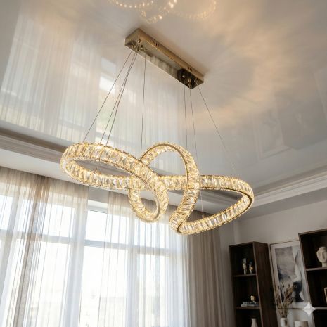 Люстра підвісна кришталева Diasha 85W до 18 м² колір Золотистий D8861/800x300G