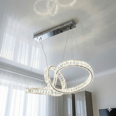 Люстра на подвесе с кристаллами Diasha 85W до 18 м² цвет Хром D8861/800x300CH