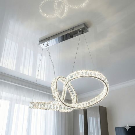 Люстра на підвісі із кристалами Diasha 85W до 18 м² колір Хром D8861/800x300CH