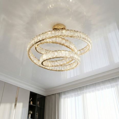 Люстра с хрусталем в зал Diasha 92W до 20 м² цвет Золотистый D8879/500G Люстра с хрусталем в зал Diasha 92W до 20 м² цвет Золотистый D8879/500G