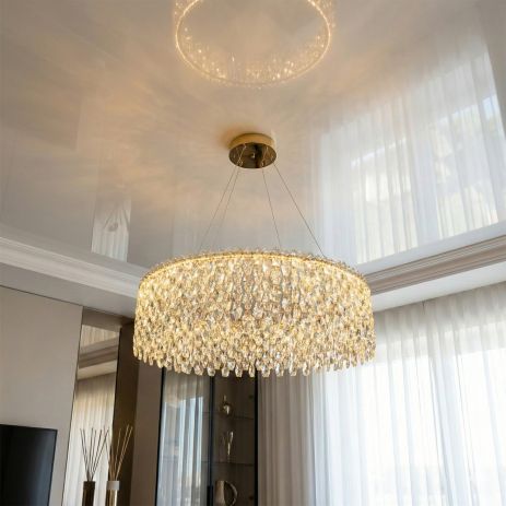 Нежная люстра с кристаллами Diasha 104W до 20 м² цвет Золотистый 582/800G