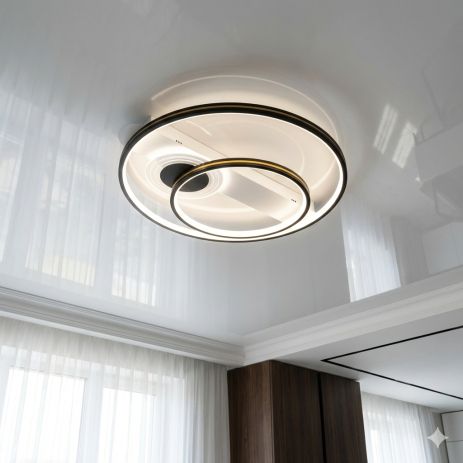 Стельова кругла люстра Diasha 64W до 16 м² колір Чорний + Білий MX2247/2WH+BK