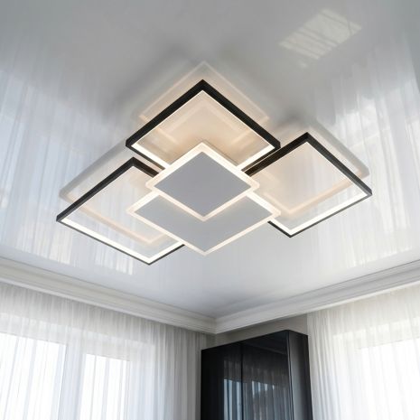 Світлодіодна люстра Геометрія Diasha 100W до 20 м² колір Чорний + Білий MX2250/3WH+BK