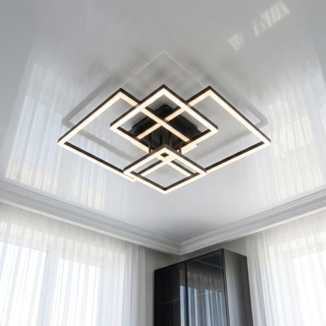 Люстра светодиодная квадраты Diasha 120W до 20 м² цвет Черный 11015/2+2BK