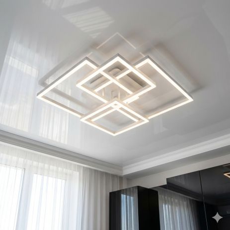 Біла стельова люстра Diasha з квадратами, 120W, до 20 м², 11015/2+2WH