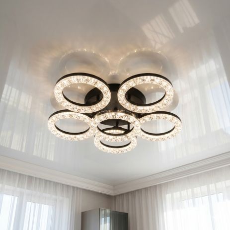 Led люстра на три режима света Diasha 83W до 18 м² цвет Черный MX4770/5+1S BK