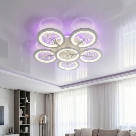 Люстра ледовская в спальню Diasha 90W до 20 м² цвет Белый 8135/5+1WH 3col dim