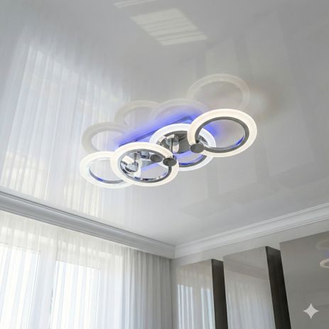 Узкая светодиодная люстра Diasha 55W до 12 м² цвет Хром HA8022/2+2HR 3col dim