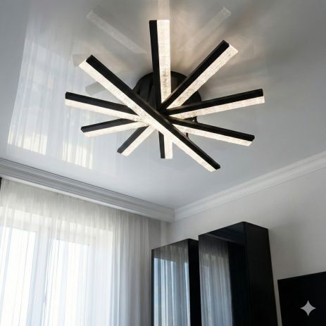 Люстра с Планками в современном стиле Diasha 70W до 16 м² цвет Черный MX3068/5BK