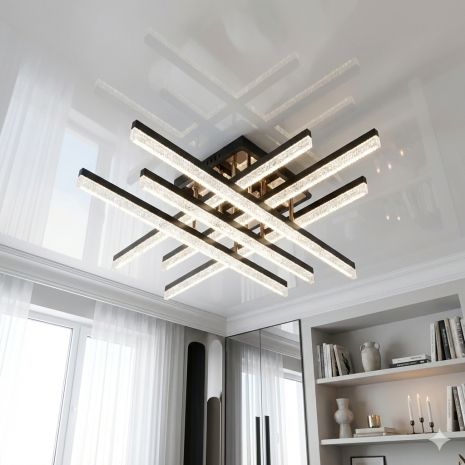 Потолкова люстра хай-тек Diasha 80W до 18 м² колір Чорний + Золото SX1011/6BK