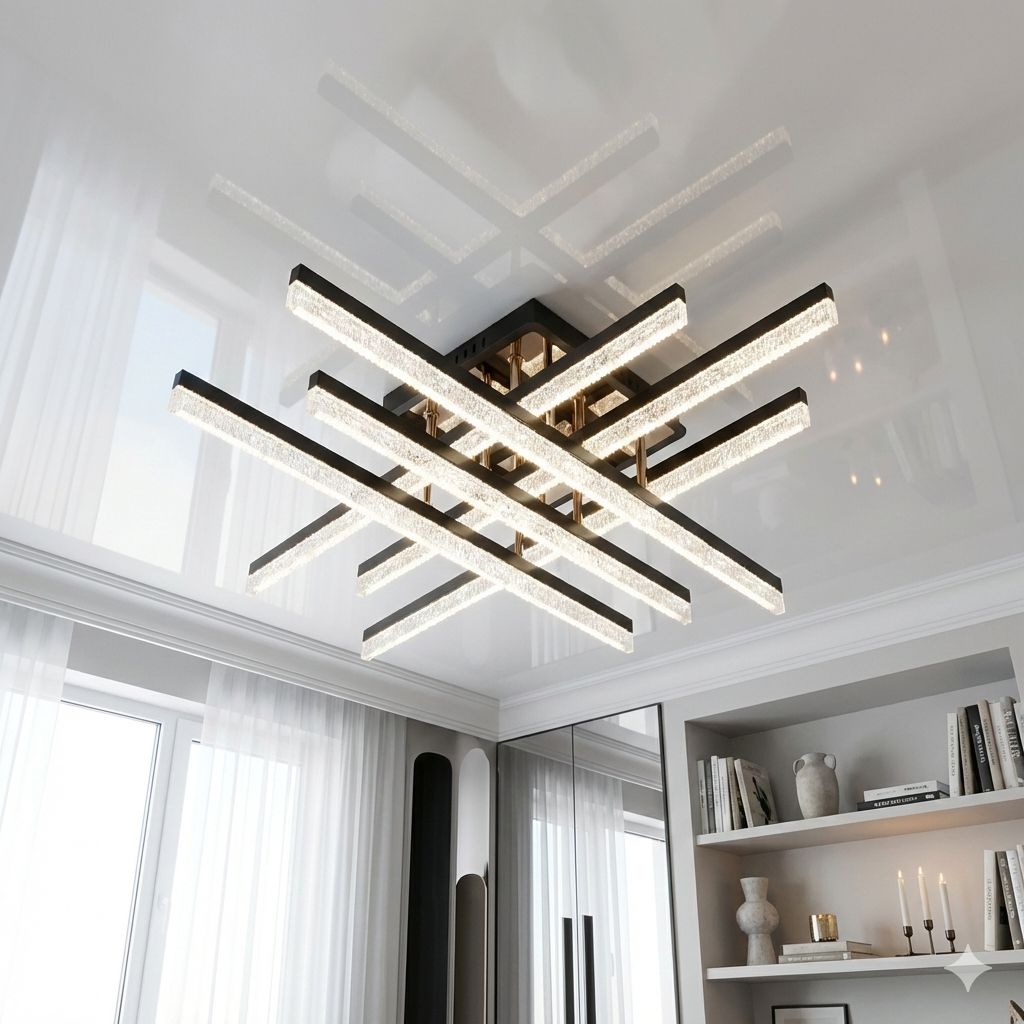 Потолкова люстра хай-тек Diasha 80W до 18 м² колір Чорний + Золото SX1011/6BK Потолкова люстра хай-тек Diasha 80W до 18 м² колір Чорний + Золото SX1011/6BK